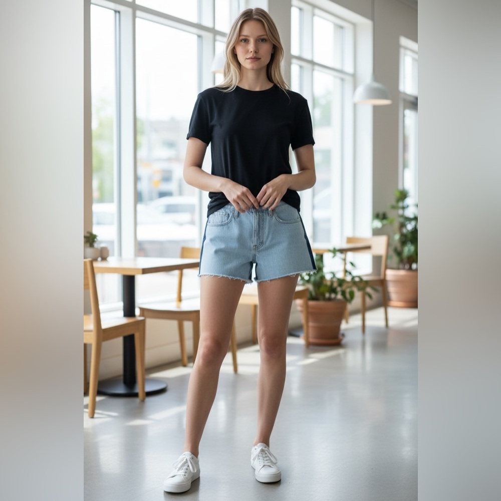 RAG & Bone‎ TWO-TONE CUTOFF DENIM SHORTS IN DOUBLE BLUES size 30